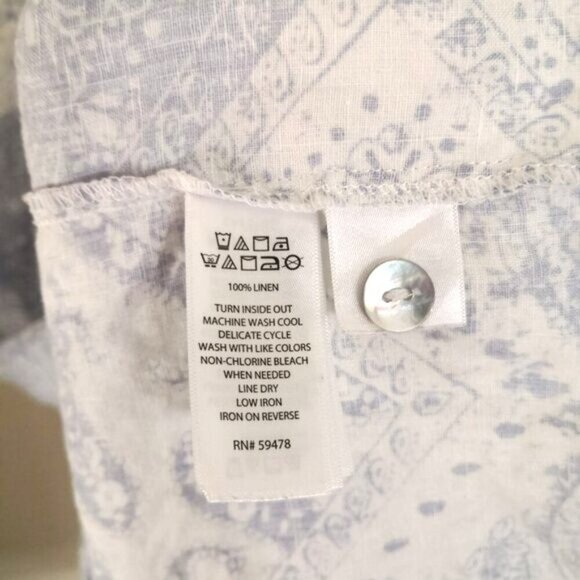 TJX 100% Linen Paisley Print Sleeveless Button Front Dress Size M - Picture 4 of 4